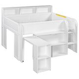 Loft Bed With Built-In Desk, LED Lighting, And Multiple Storage Shelves