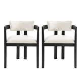 Modern Boucle Fabric Dining Chair With Armrest