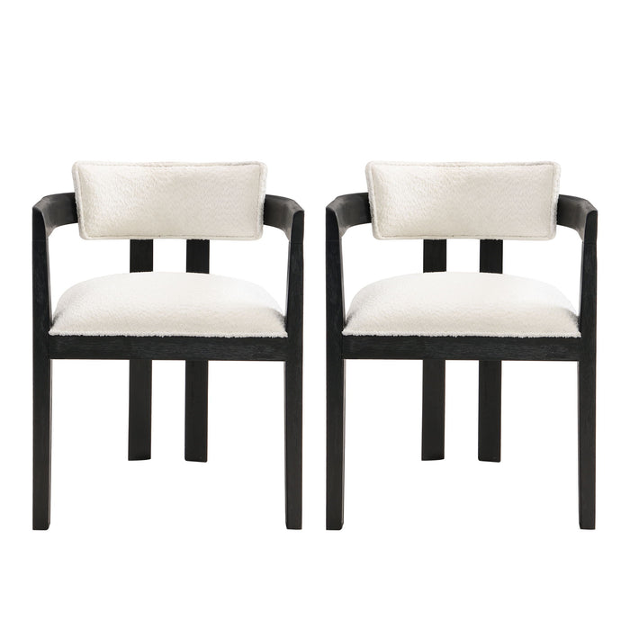 Modern Boucle Fabric Dining Chair With Armrest