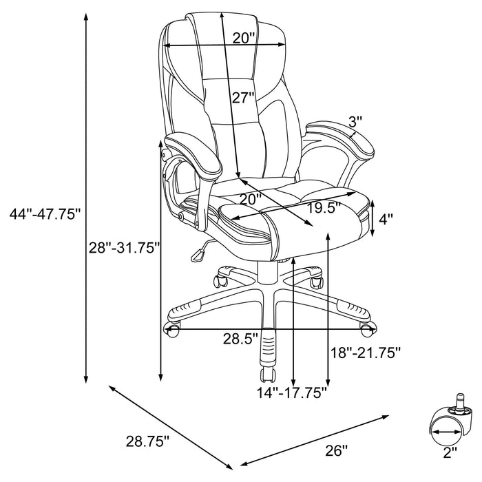 Swivel Office Chair With Armrests, Adjustable Height - Brown