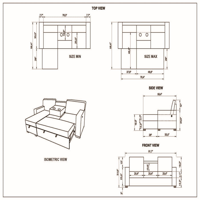 Territory - Pull Out Sofa Bed With Design - Dark Gray
