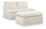 Fannin - 2 Armless Chairs With Ottoman (Set of 3) - Ivory