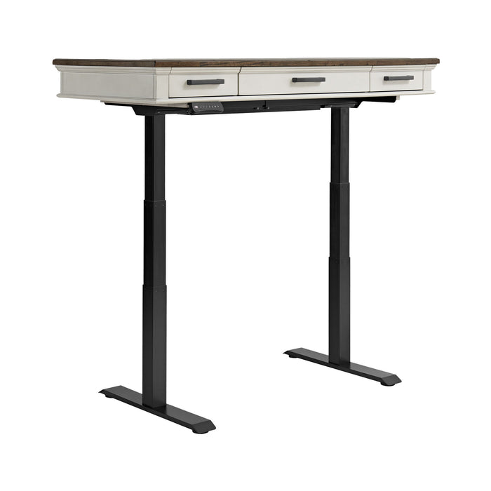 Drake - Lift Desk - Rustic White / French Oak