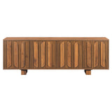 Farmhouse TV Stand, Storage Media Console With Adjustable Shelves & 3 Cable Holes