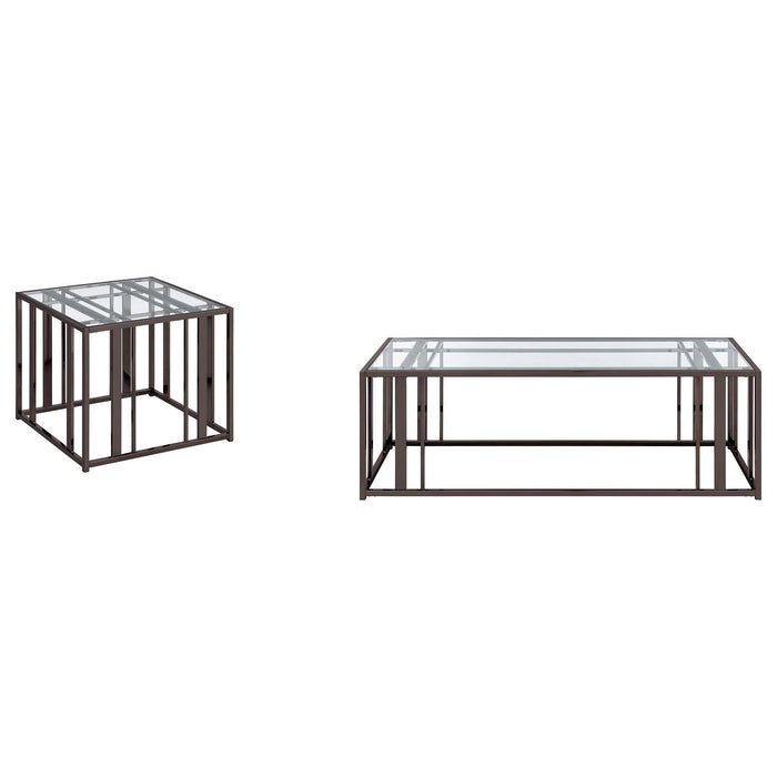 Adri 2-piece Coffee and End Table Set Black Nickel