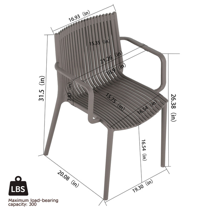 4 Modern Stackable Plastic Armchair Matched With Round Table