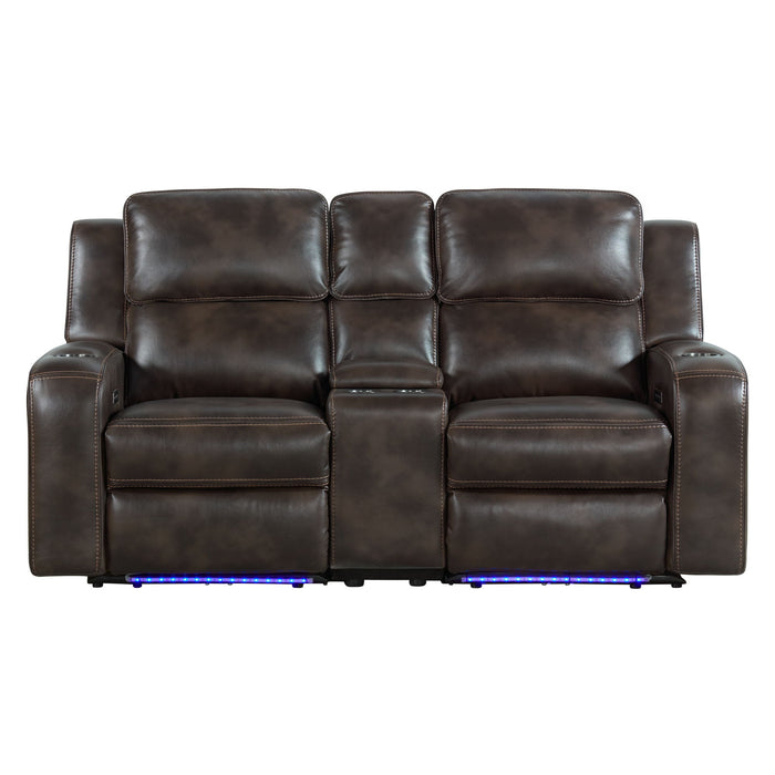 Silhouette - Dual-Power Loveseat - Bolero Coffee