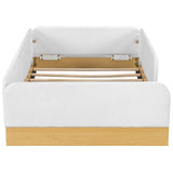 Twin Upholstered Platform Bed With Guardrail And Storage Bags - Natural