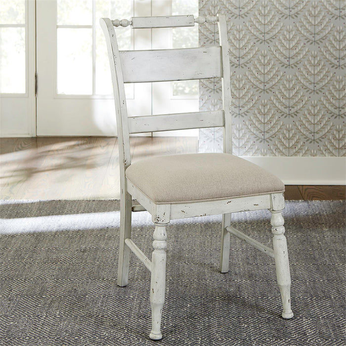 Whitney - Slat Back Side Chair - Antique Linen / Weathered Gray