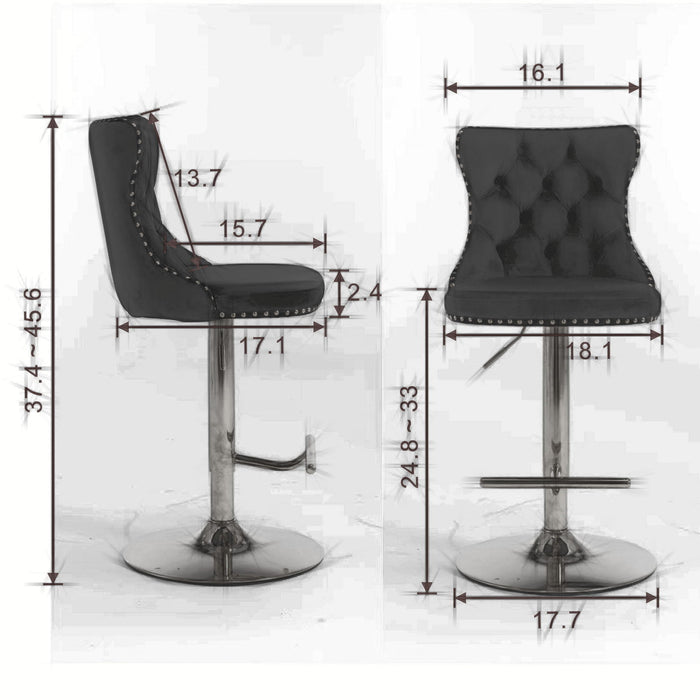 Swivel Barstools Adjusatble Seat Height From 25-33", Modern Upholstered Base Bar Stools With Backs Comfortable Tufted For Home Pub And Kitchen Island (Set of 2)