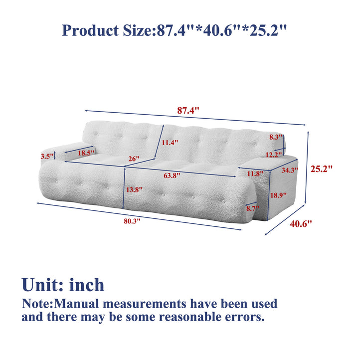 Cloud Series Minimalist Button Tufted Square Arm 3 Seater Sofa