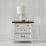 River Place - 3 Drawer Nightstand With Charging Station - Riverstone White & Tobacco