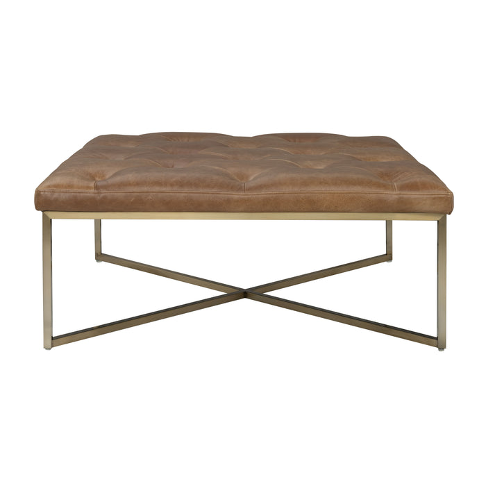 Hamilton - Square Upholstered Ottoman - Chestnut