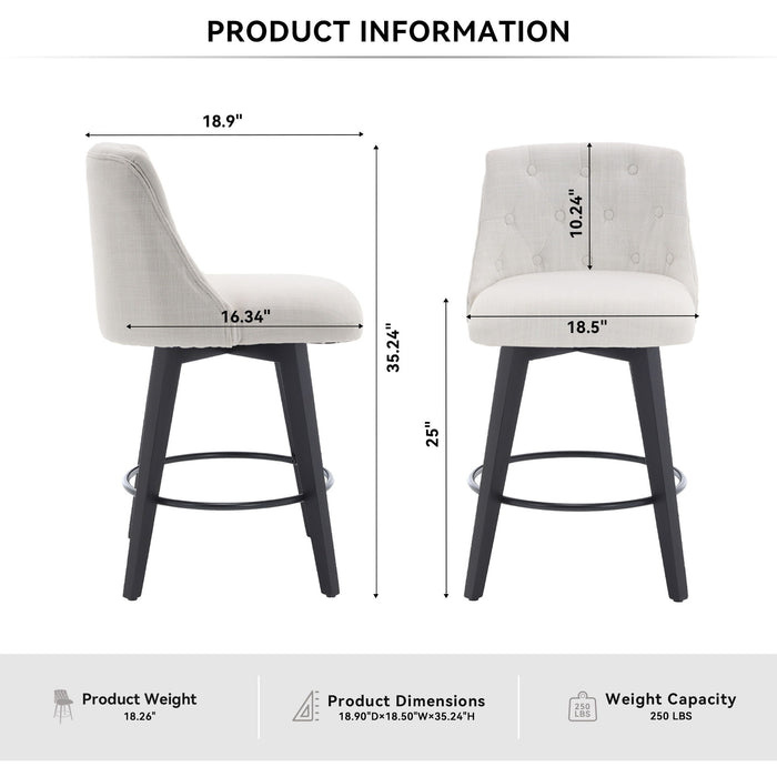 Swivel Bar Stools & Button Tufted Back (Set of 2)