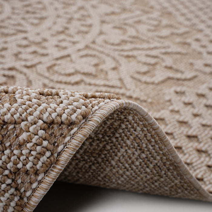 Guros - 6' X 9' Medallion Indoor / Outdoor Area Rug - Beige