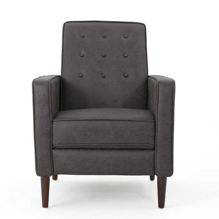 Macedonia - Mid Century Modern Button Tufted Fabric Recliner - Slate