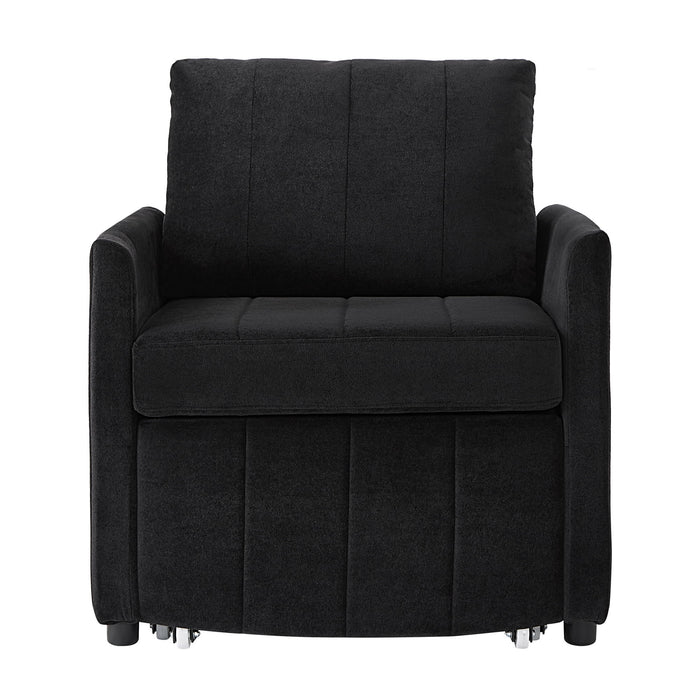 Upholstered Convertible Sleeper Sofa With 5 Position Backrest, Side Pockets, Storage