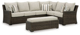 Brook Ranch - Sofa Sectional, Bench With Cushion (Set of 3) - Brown