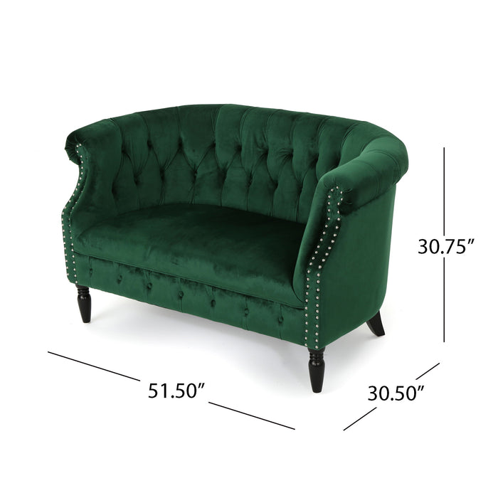 Antique Chesterfield Style Loveseat With Button Tufting