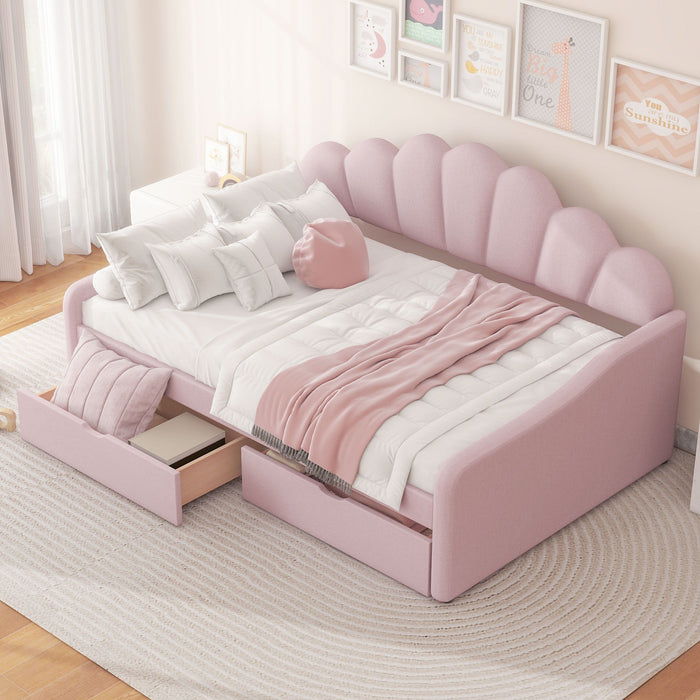 Upholstery Daybed Frame With Shell Shaped Backrest