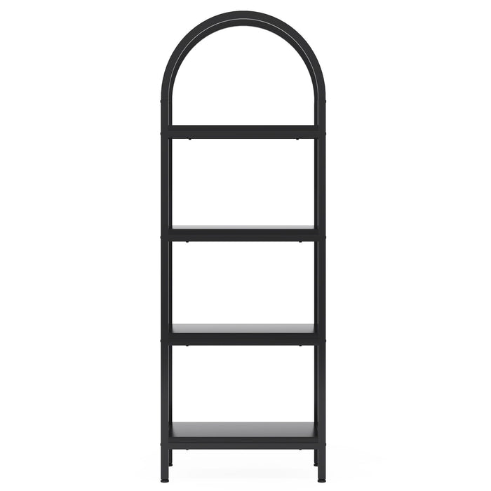 Industrial 4 Tier Open Bookshelf With Curved Top