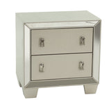 Nightstand With 2 Drawers And Mirror Accent - Silver