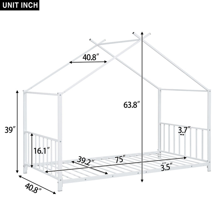 Metal House Platform Bed With Modern Design And Durable Frame