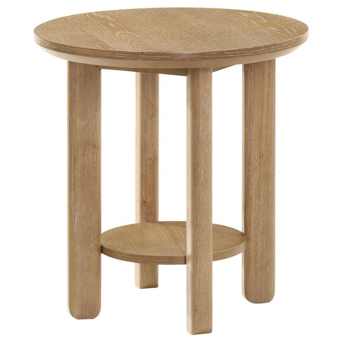 Ottowa - Round Wood Table With Shelf