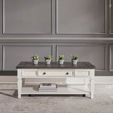 Allyson Park - Rectangular Cocktail Table - Wirebrushed White / Charcoal