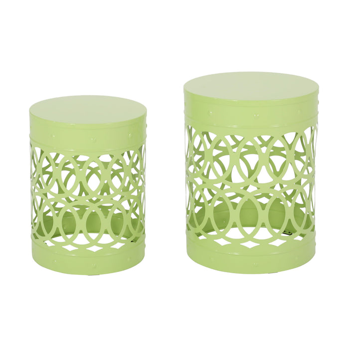 Outdoor Metal S/2 End Table