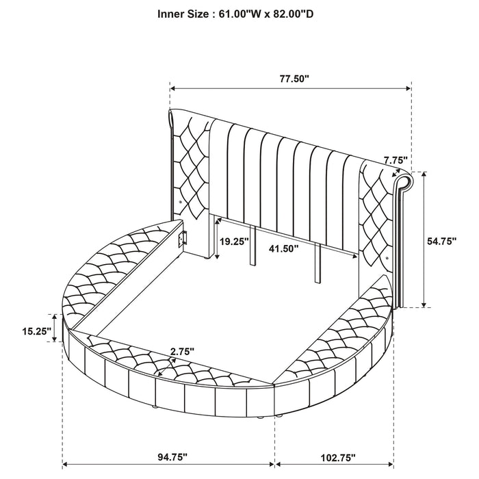 Santiago - Upholstered Round Storage Bed With Built In Charging Ports