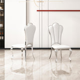 Modern ette Dining Chairs, Unique Backrest Design With Stripe Armless Chair (Set of 2)