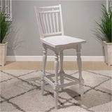 Magnolia Manor - Spindle Back Swivel Bar Stool - Antique White & Weathered Bark