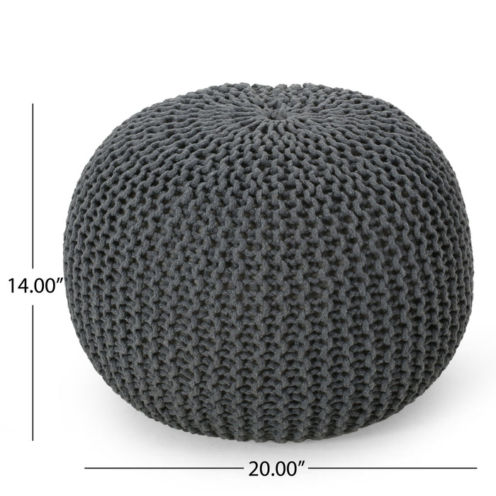 Bordeaux - Knitted Round Pouf, Versatile Ottoman And Floor Cushion