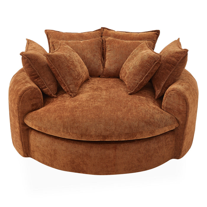 Modern Round Chaise Sofa With 8 Throw Pillows