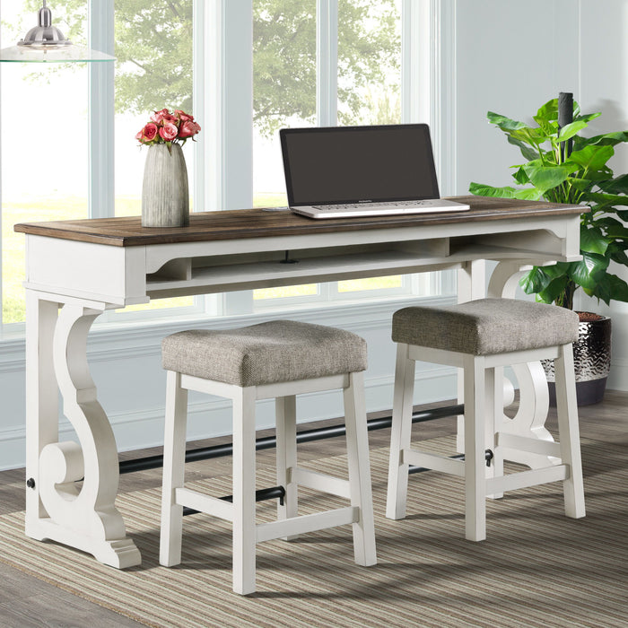 Drake - Sofa Bar Table - Rustic White / French Oak