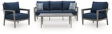 Gali - Sofa / Chairs / Table Set (Set of 4) - Gray / Blue