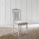 River Place - Panel Back Side Chair - Riverstone White & Tobacco