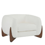 Modern Upholstered Boucle Arm Chair With Tuxedo Design And Triangular Legs