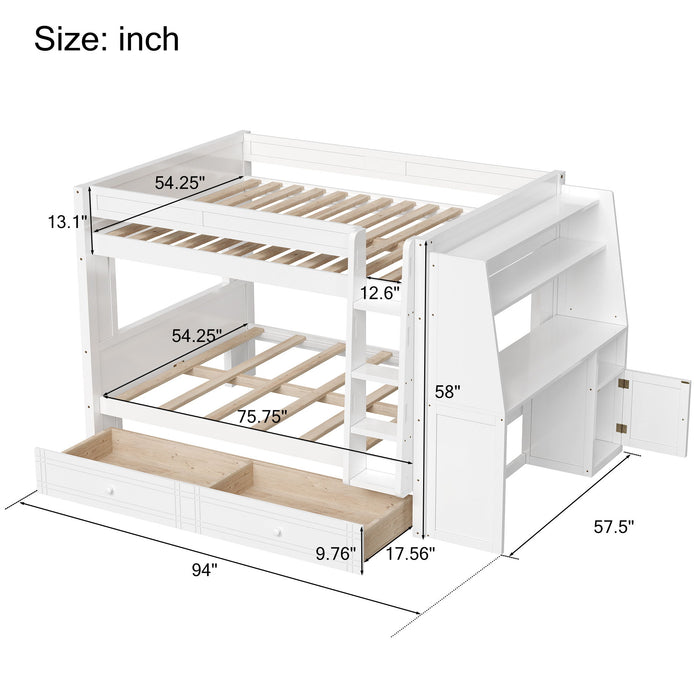 Multifunctional Bunk Bed With Desk, Bookshelves