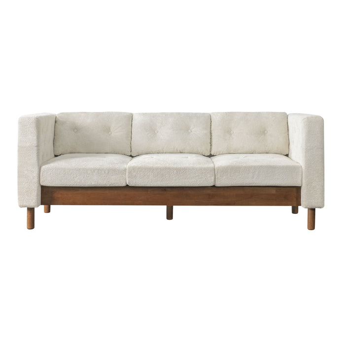 3 Seater Sofa With Square Arms, Tufted Pillow Back For Living Room