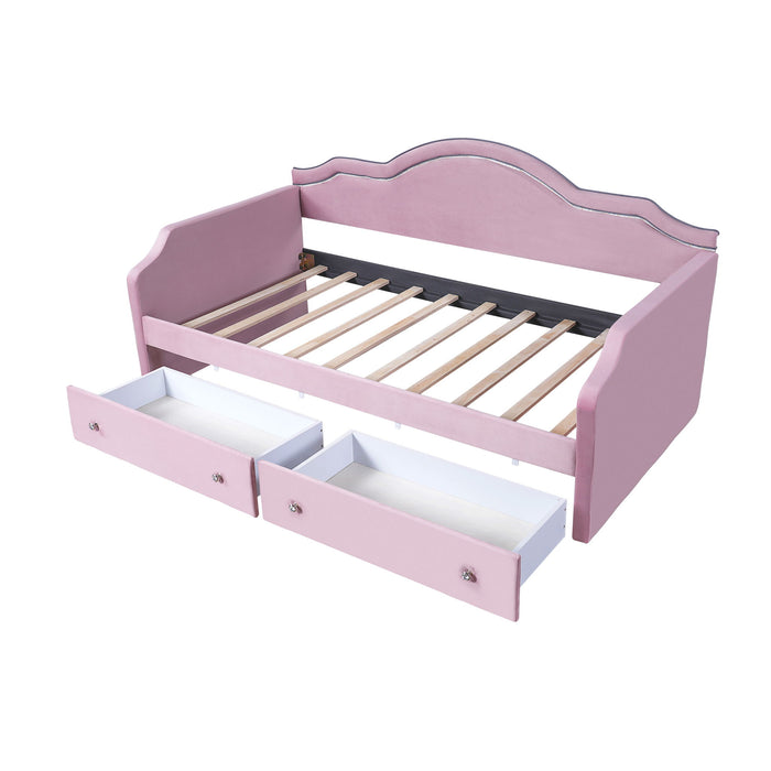 Upholstered Daybed With LED Lights And 2 Drawersme