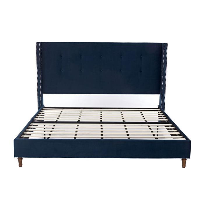 Peyton - Upholstered Bed With 54" High Headboard, Traditional Hand Buttoned Tufting