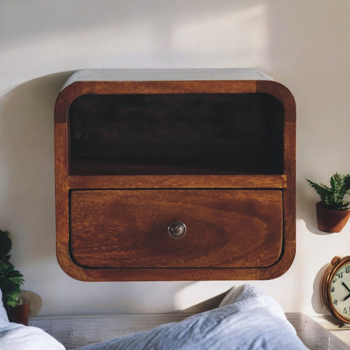Curved Upper Slot Floating Nightstand