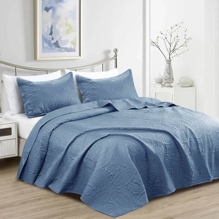 Quilted Bedspread 3 Pc Coverlet Bedding Quilt Set All Season