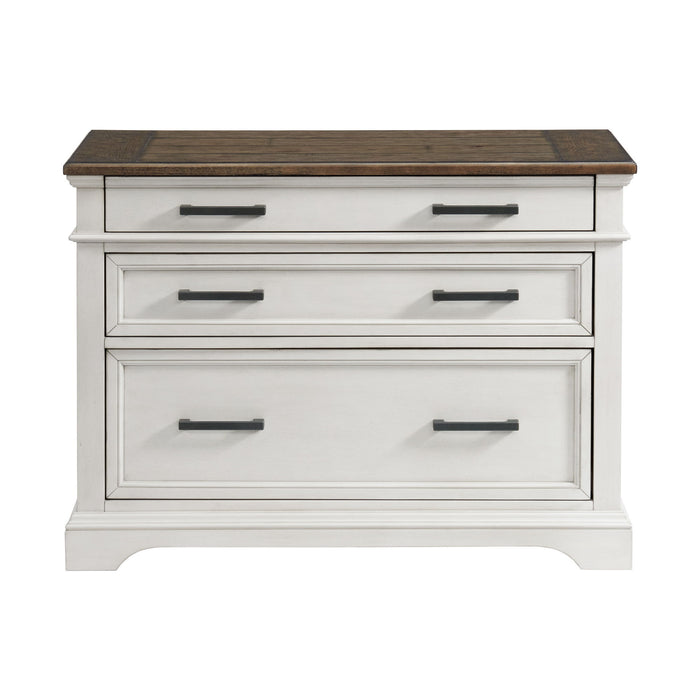 Drake - Lateral File Cabinet - Rustic White / French Oak