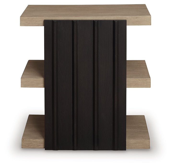 Rylandyn - Rectangular End Table - Black / Light Brown