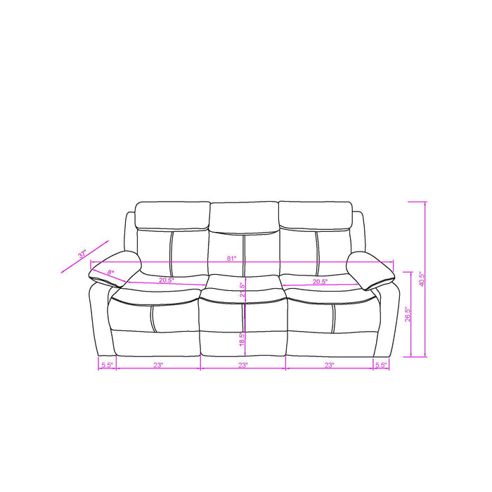 Blanche - Reclining Set With LED Lights, Speaker