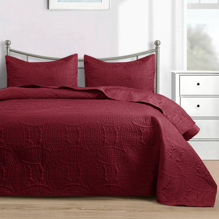 Quilted Bedspread 3 Pc Coverlet Bedding Quilt Set All Season